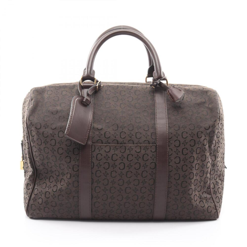 Celine Sulky Boston Bag Canvas Leather Brown